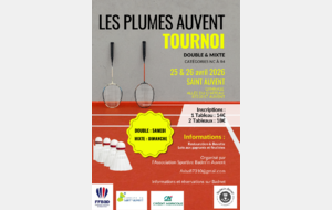 Tournoi double et mixte de St Auvent 25 et 26/04/26