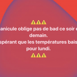 CANICULE OBLIGE PAS DE BAD CE SOIR ET DEMAIN